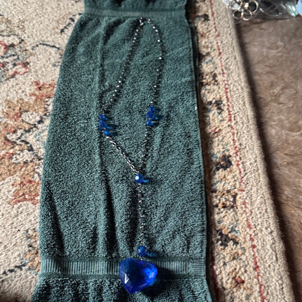 Rare Elegant Blue Heart Art Deco Necklace 1930s Hopes Diamond 12$